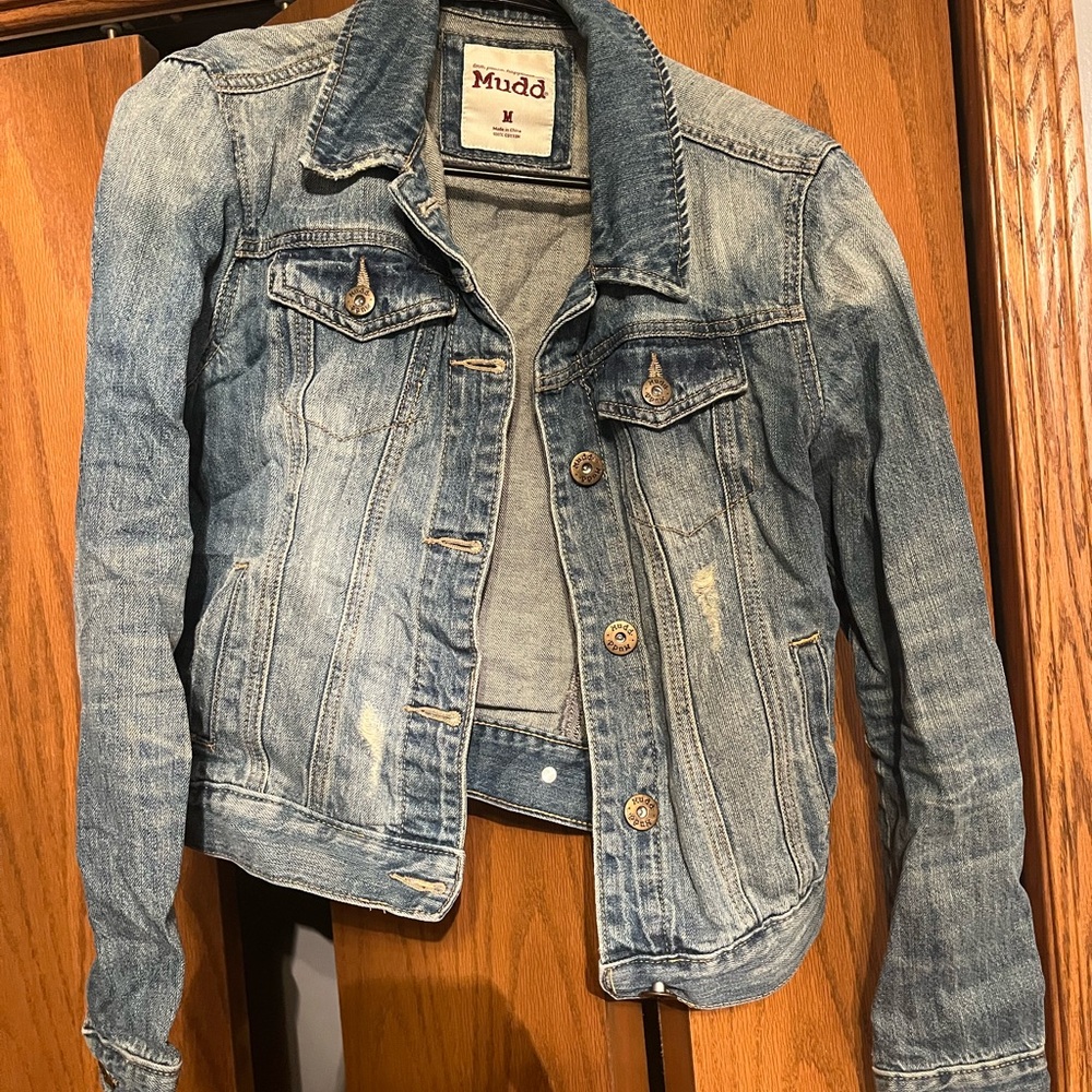 Mudd Women's Distressed Blue Jean Jacket